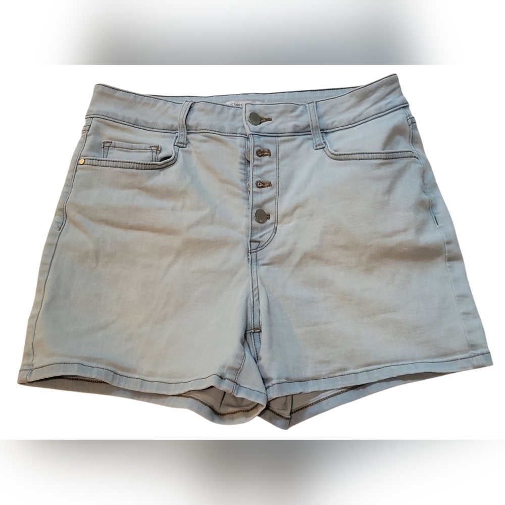 Nine West Washed Out Light Blue Women's Button Up Shorts Size 10